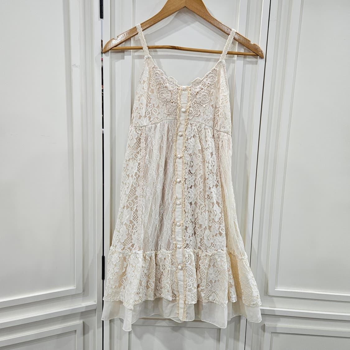 axes femme(엑시즈팜)아이보리 레이스 원피스 상품이미지1