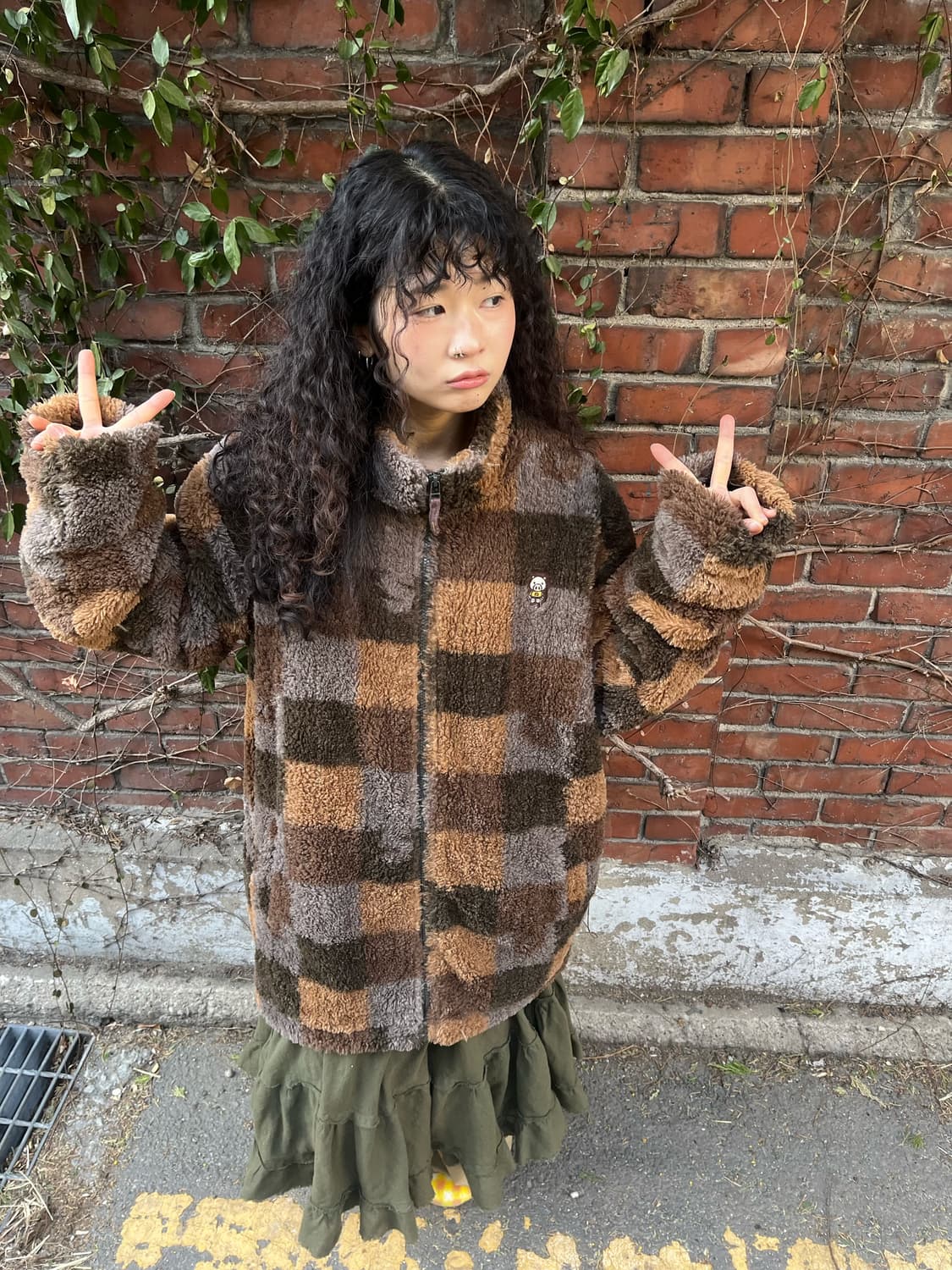 drugstores 체크 패턴 플리스 집업 아우터 상품이미지3