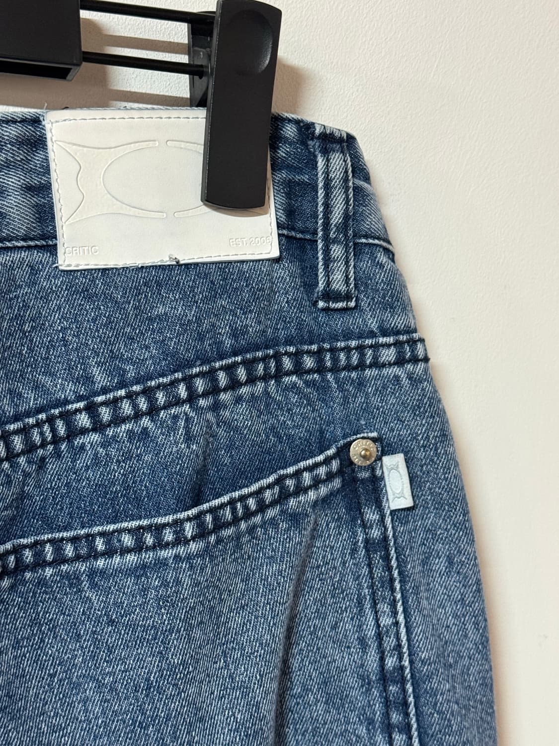크리틱 절개 투톤 패널 와이드 데님 청바지 M 상품이미지3