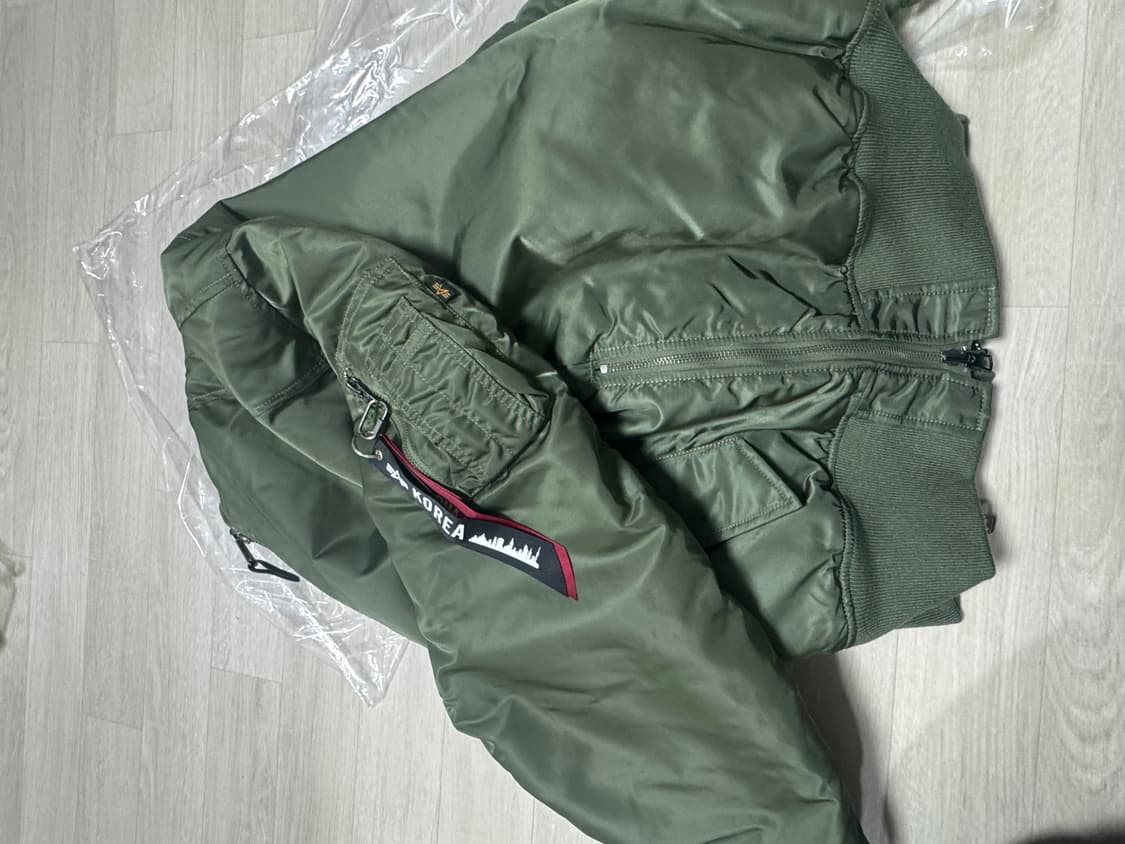 [L] 알파인더스트리 MA-1 사이드지퍼 세이지 그린 카키 봄버 상품이미지3