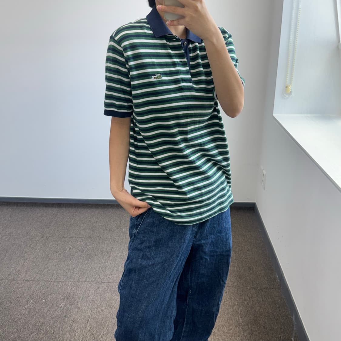 Lacoste 라코스테 그린 네이비 스트라이프 반팔 상품이미지2