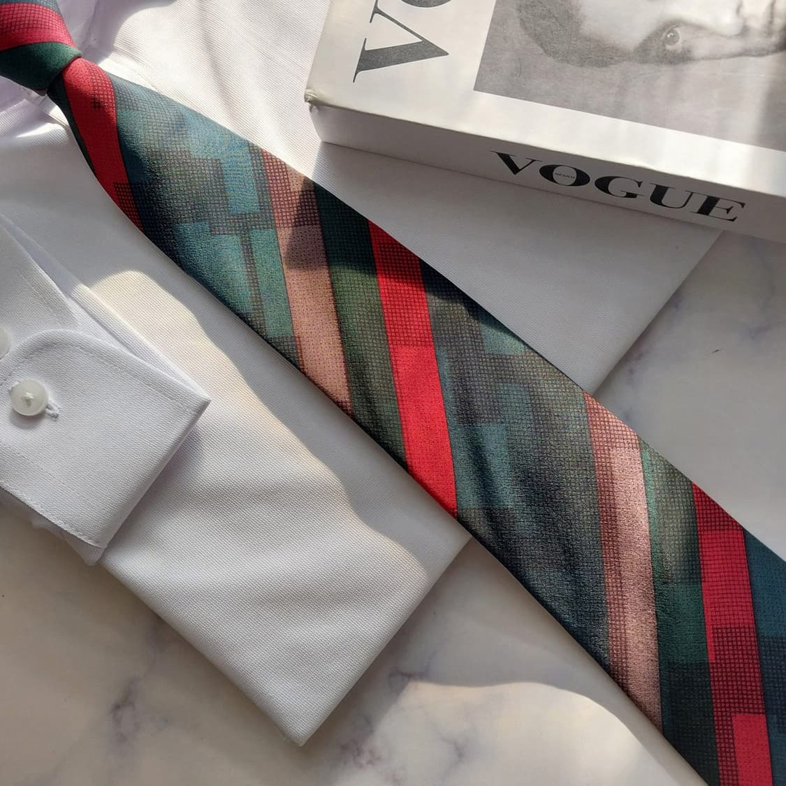 랑방 실크 그린 체크 패턴 넥타이 약 9cm B등급 K1898
 상품이미지5