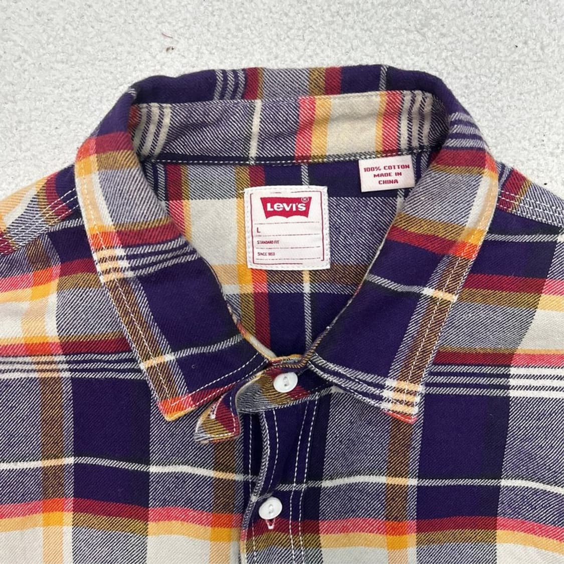 리바이스 퍼플 체크 플란넬 투포켓 셔츠 L 상품이미지4