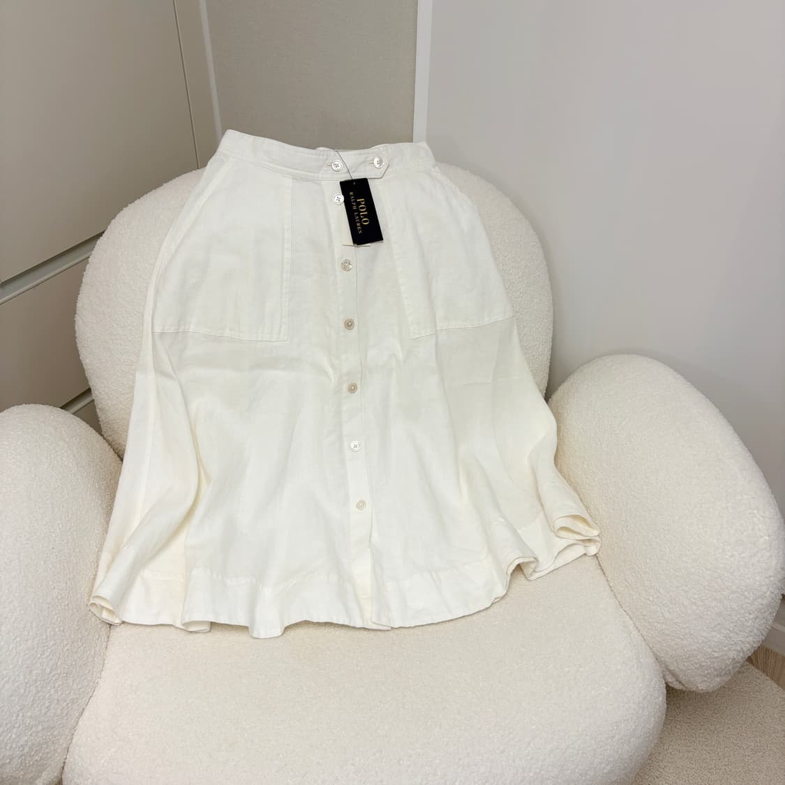 폴로랄프로렌 화이트 린넨 플레어 스커트 상품이미지2