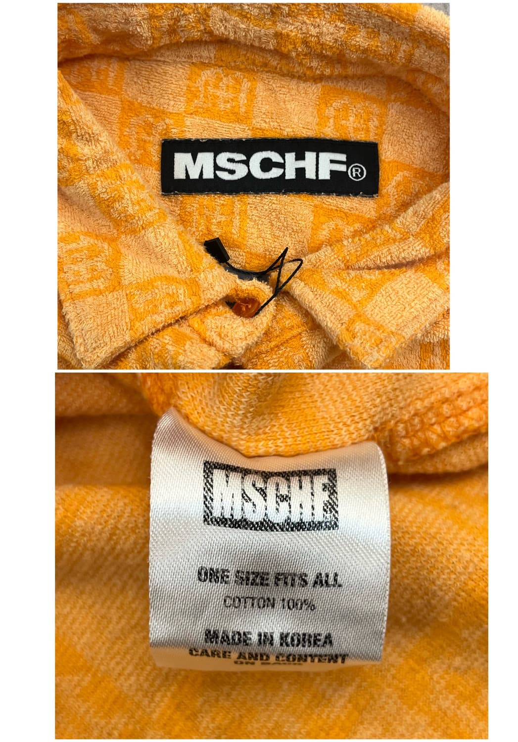 미스치프 체크 타월 반팔 셔츠 오렌지 #csz3665 상품이미지3