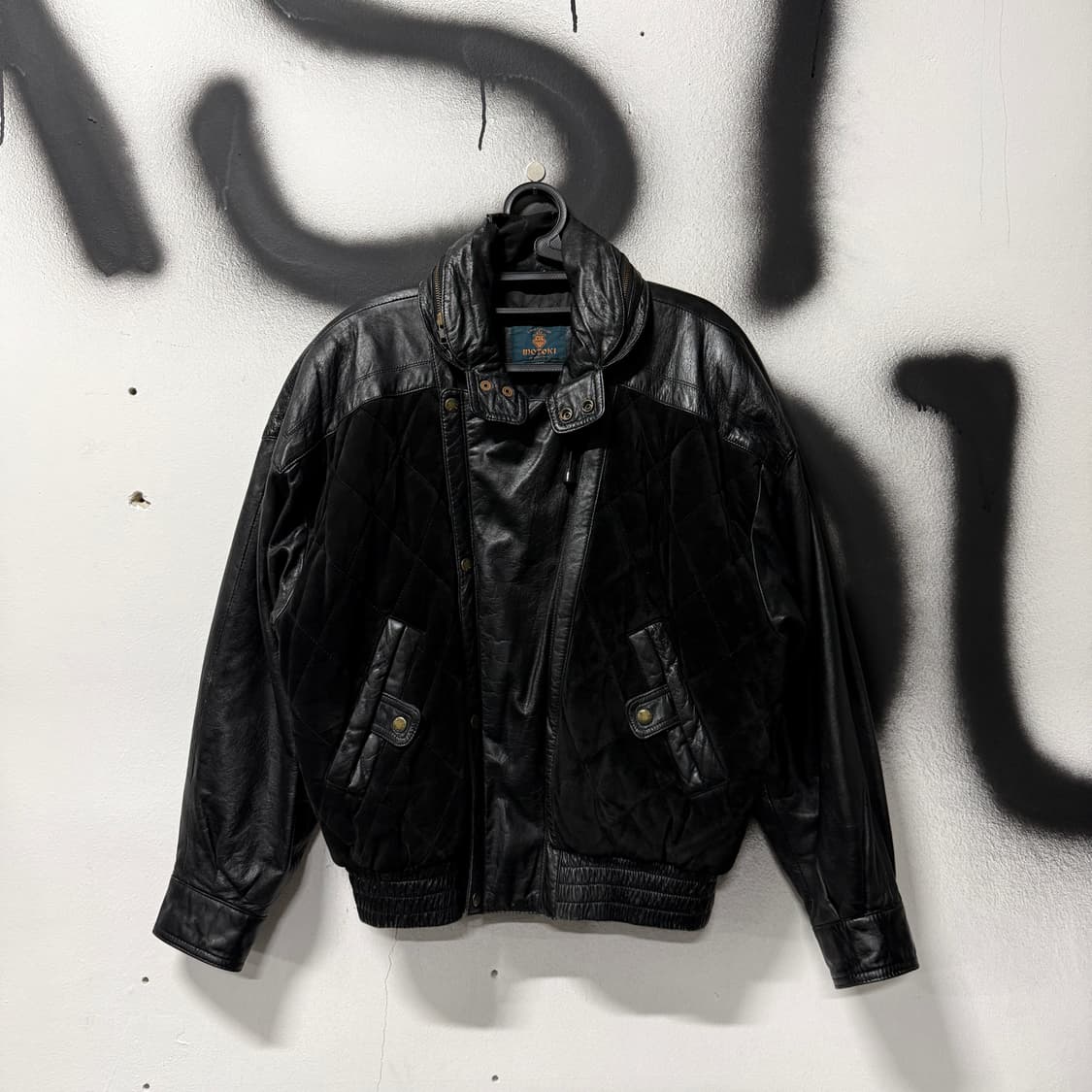 VTG 빈티지 100% 쉽스킨 퀼팅 디테일 양가죽 블루종 자켓 상품이미지1