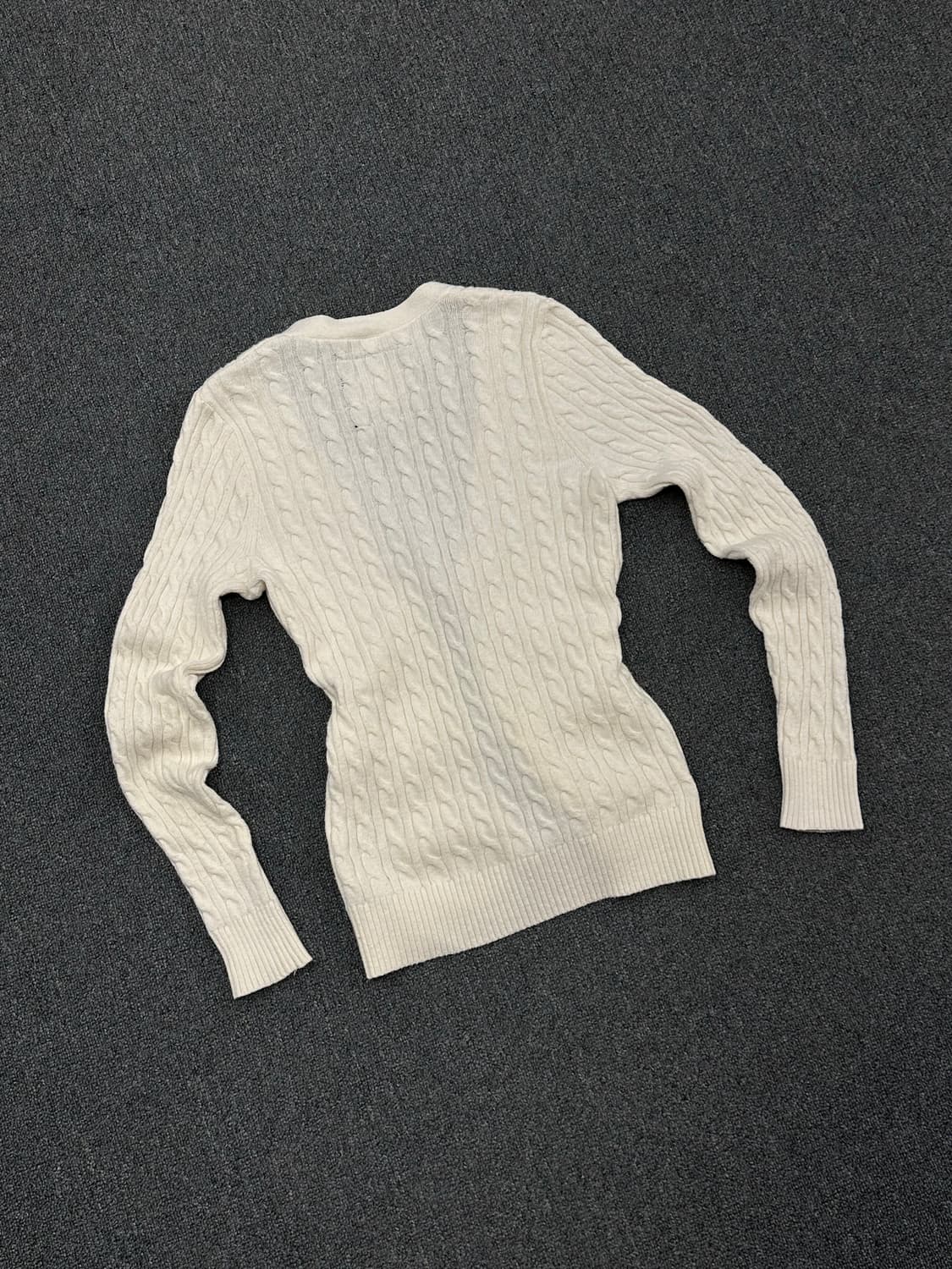 L)아베크롬비 로고 패치 브이넥 케이블 코튼 가디건 상품이미지2