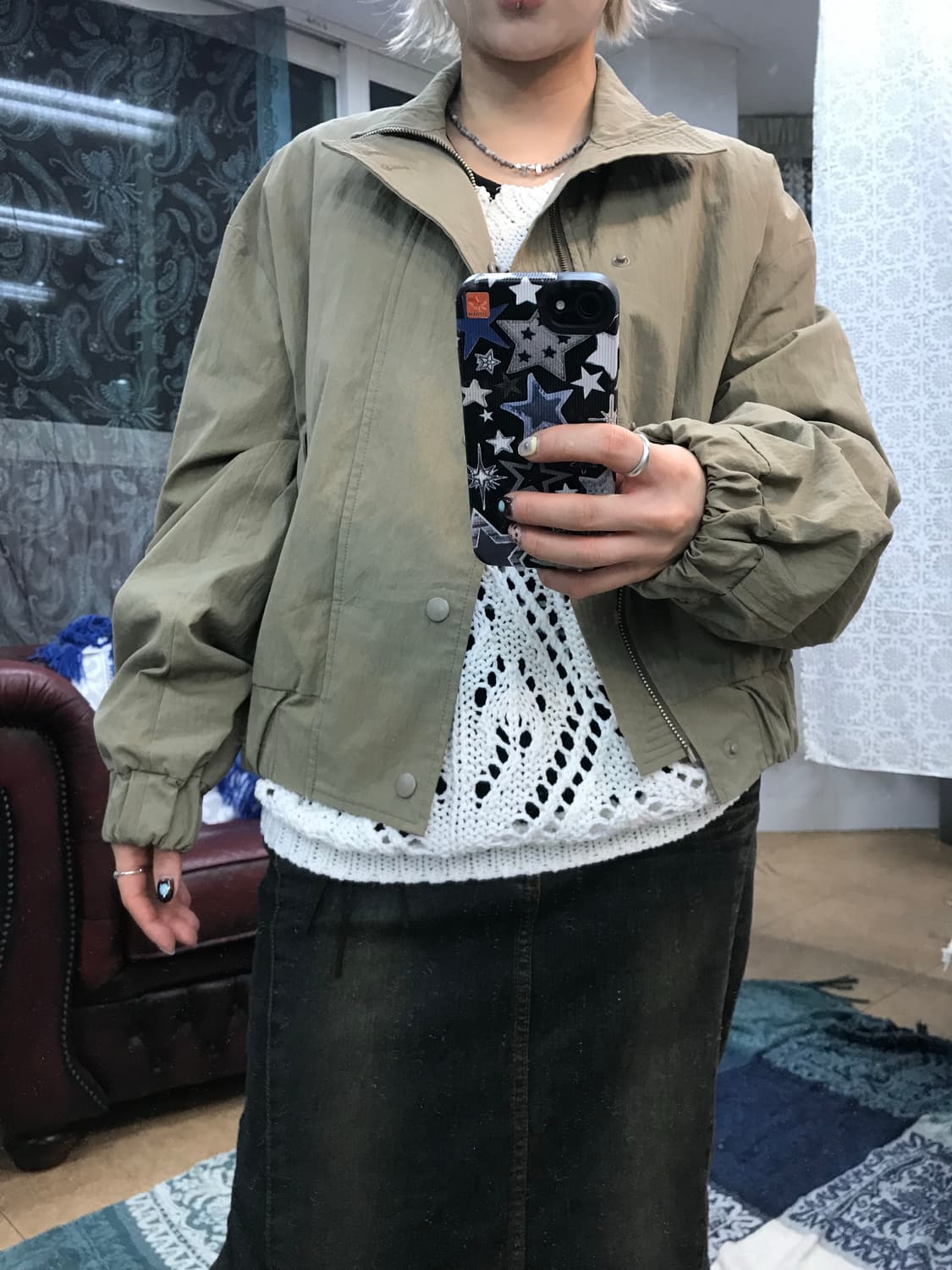 La creme 여성 금장버튼 블루종 자켓  상품이미지1