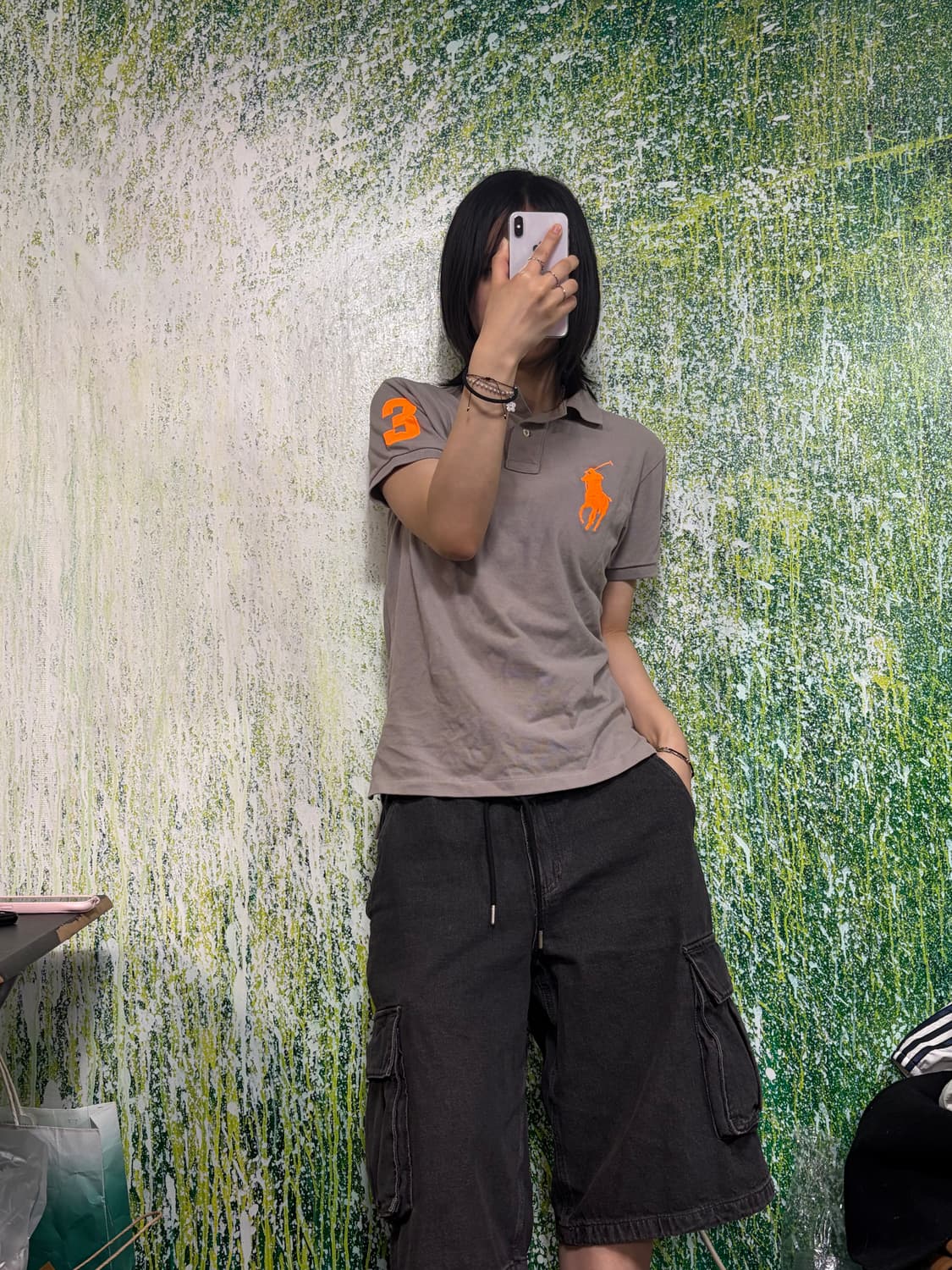 폴로 빅포니 치프키프 그레이 주황 반팔 카라 티셔츠 S 상품이미지2