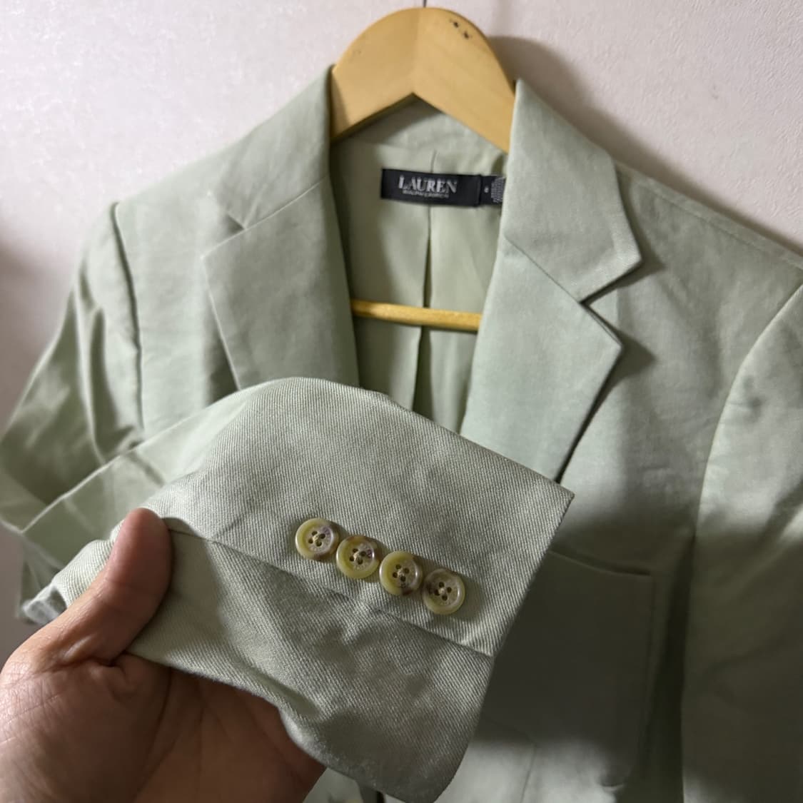 로렌 랄프로렌 블랙라벨 여성 린넨 자켓 라이트 그린 4(66) 상품이미지5