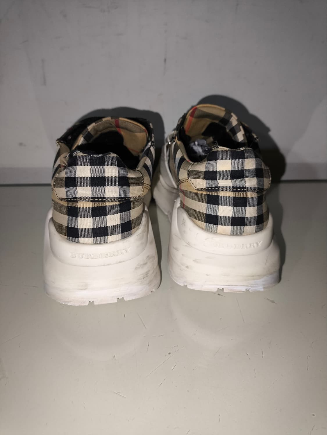 37 240mm 버버리 체크 빈티지 스니커즈 밸크로 상품이미지8