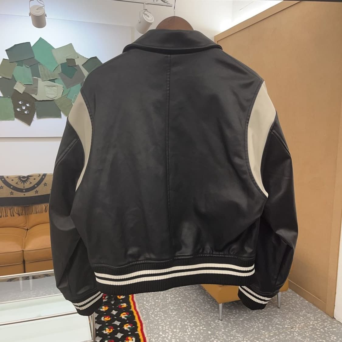 파르티멘토 레트로 캐주얼 바이커 레더 바시티자켓 S C08132 상품이미지4