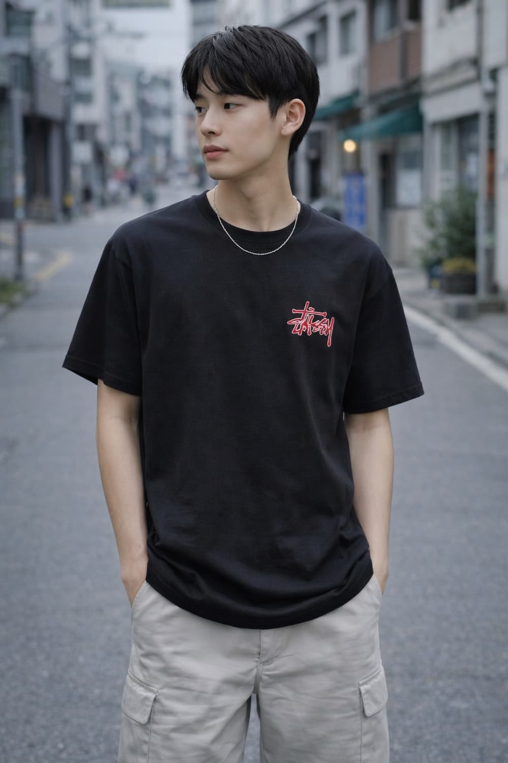 STUSSY 그래픽 백프린트 반팔 티셔츠 (블랙) 상품이미지2