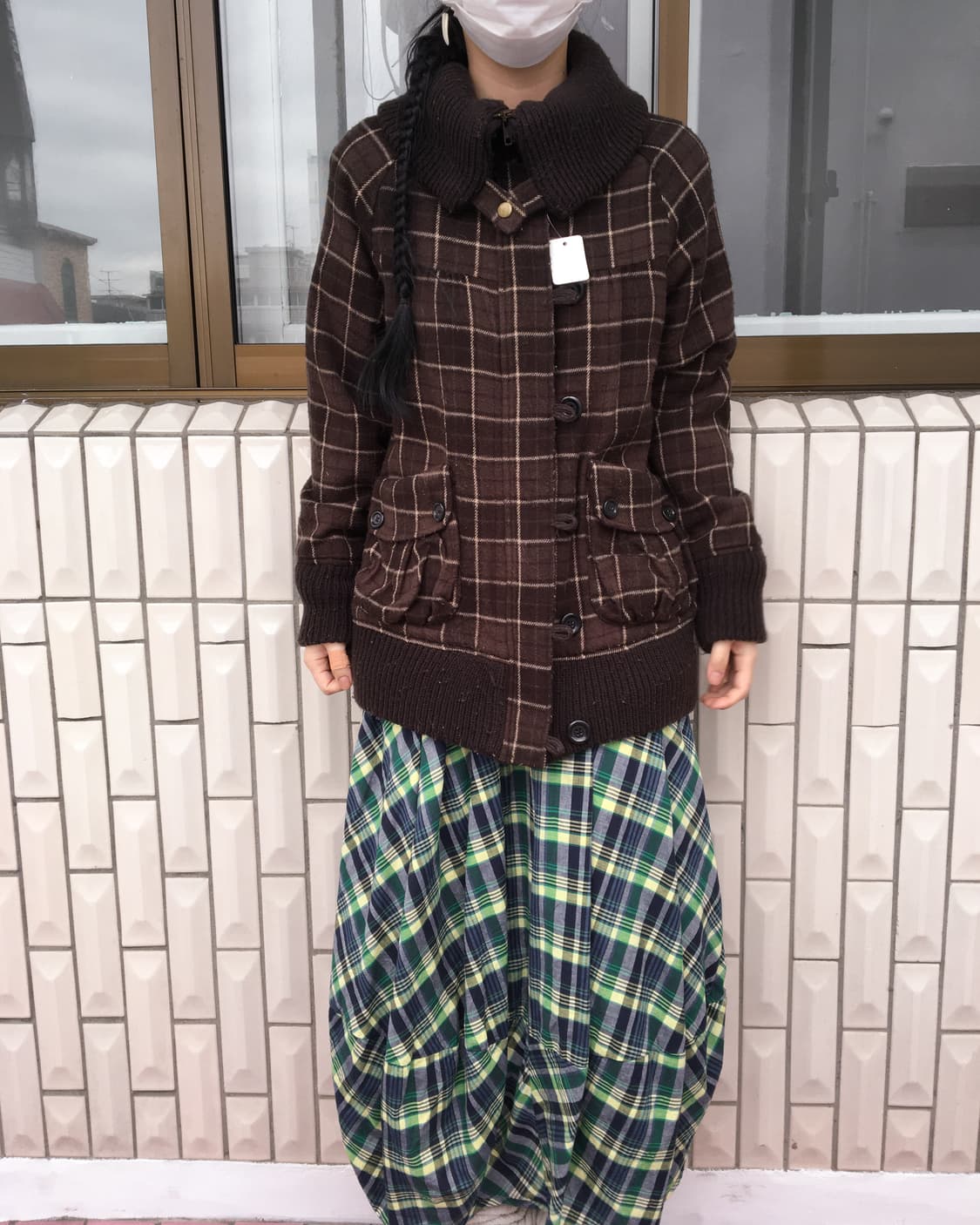 Thick neck point check pattern woolen ja 상품이미지7