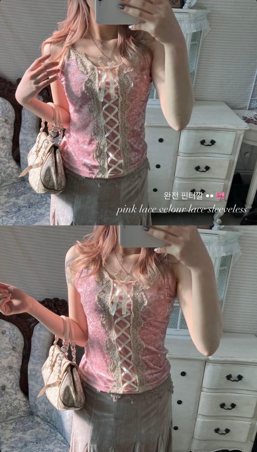 일브 히메갸루 핀터깔 나시 슬리브리스 캐미솔 로걀탑 일본빈티지리즈리사 상품이미지2