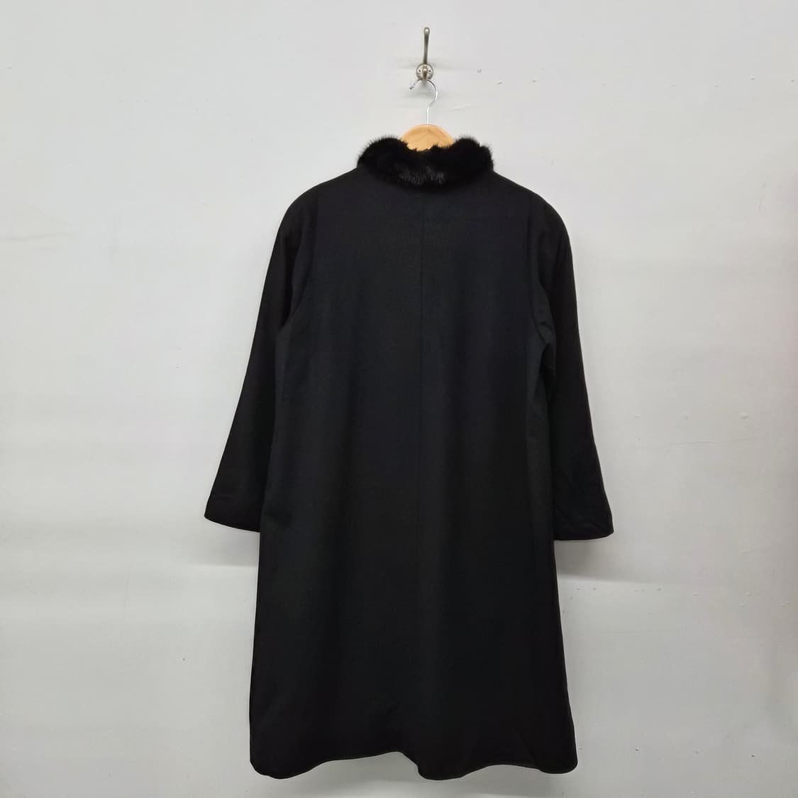 캐시미어 100% 블랙 롱 퍼 코트 여성 M 상품이미지7
