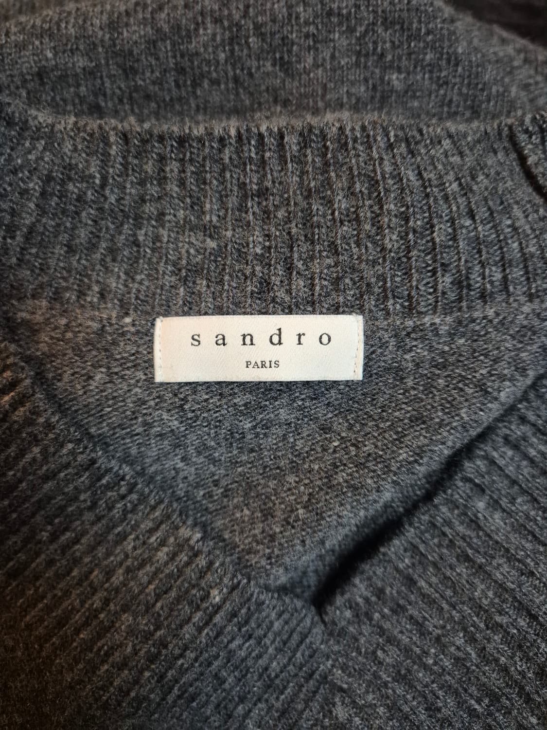 산드로옴므 오버핏 브이넥 울캐시혼방 니트 M 그레이 상품이미지3