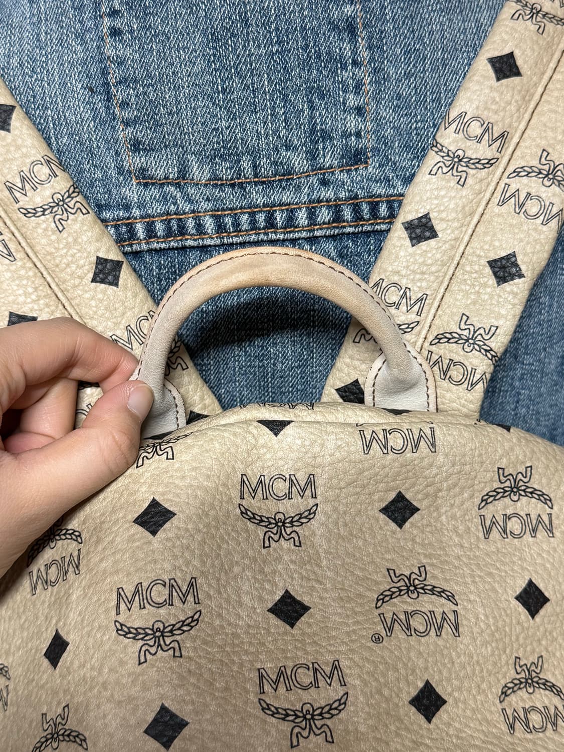 정품 MCM 비세토스 스타크 백팩 베이지 상품이미지6