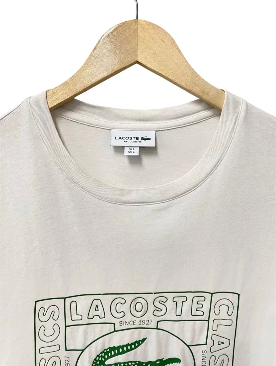 라코스테 빅로고 라운드 화이트 반팔티 L-XL 상품이미지4