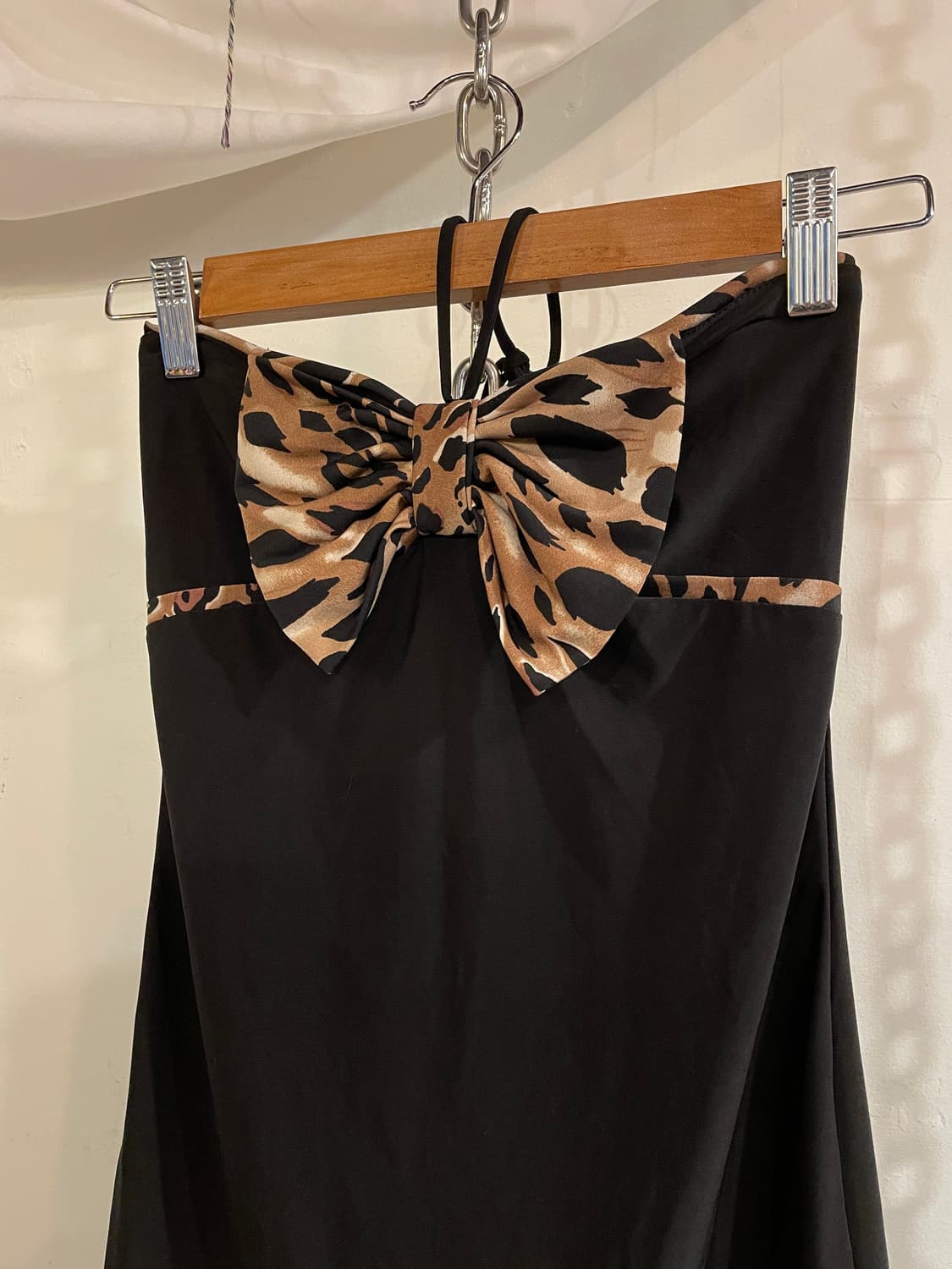 레오파드 패턴 홀터 끈 리본 원피스 튜브탑 갸루 상품이미지4