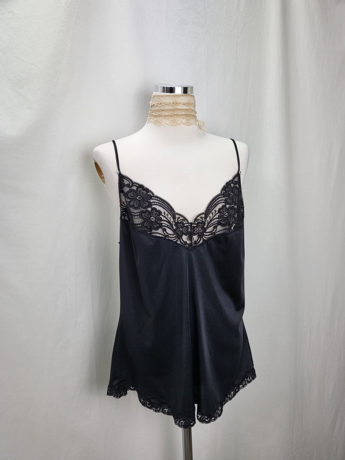 빈티지 블랙 레이스 슬립 캐미솔 나시 상품이미지1