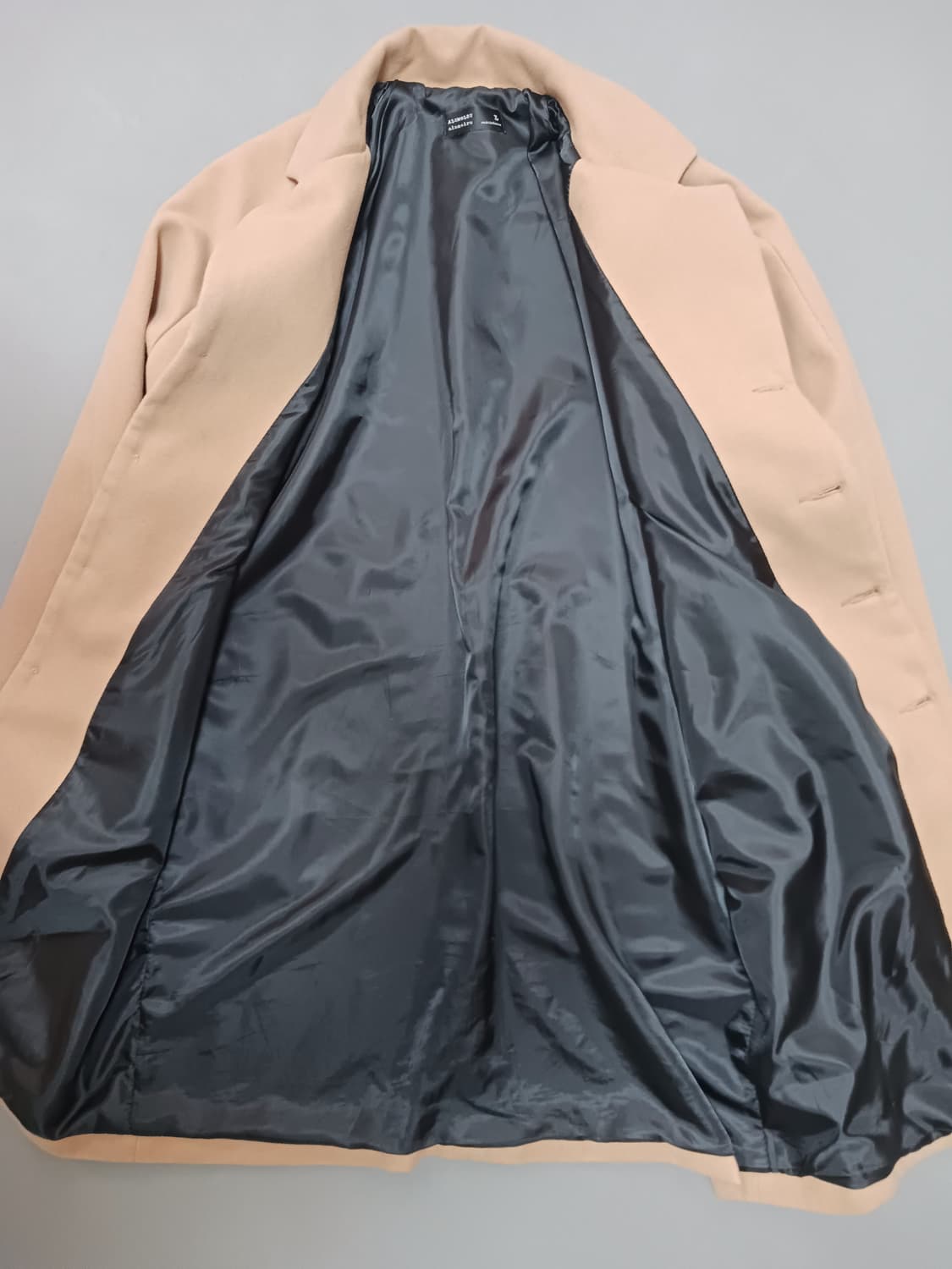 [L] 알루몰루 울혼방 4버튼 싱글 브러스티드 코트 베이지 상품이미지6