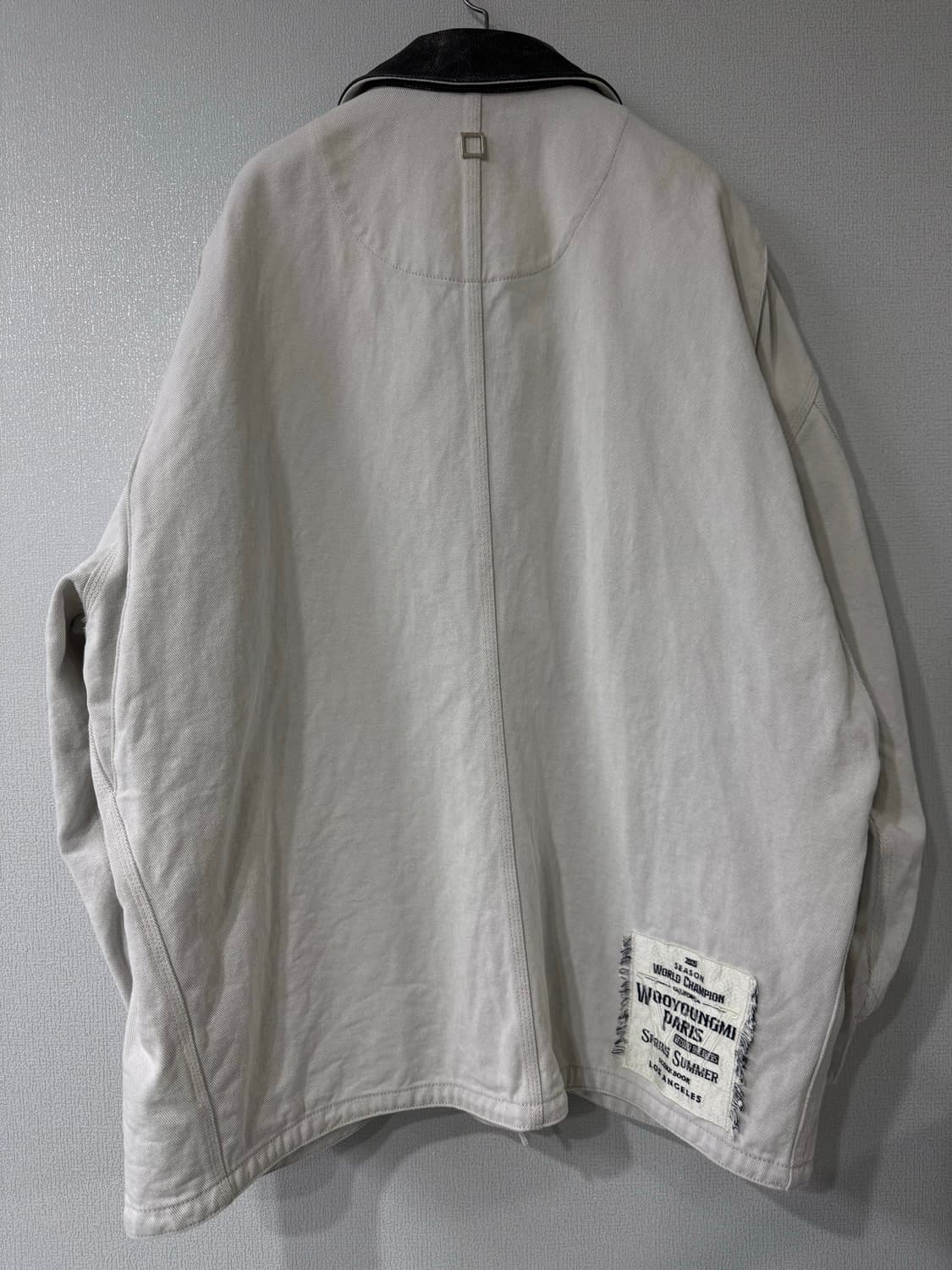 [50] 우영미 레더카라 데님 코트 자켓 오프화이트 상품이미지5