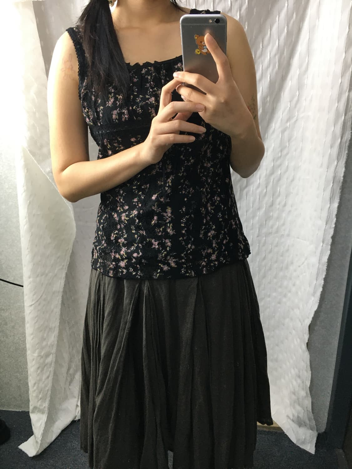 블랙 레이스 플라워 슬리브리스 상품이미지4