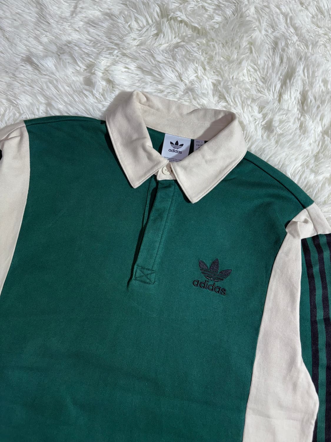 아디다스 그린 트레포일 삼선 럭비티  상품이미지3