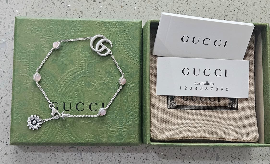 구찌 GG 마몽 핑크 자개 실버 팔찌 16사이즈 [정품] 상품이미지3