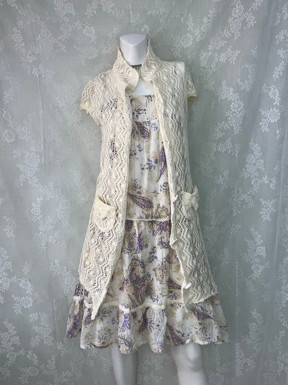 빈티지 파스텔 크로셰 오리엔탈 원피스 1120 모리걸 y2k 스트릿  상품이미지3