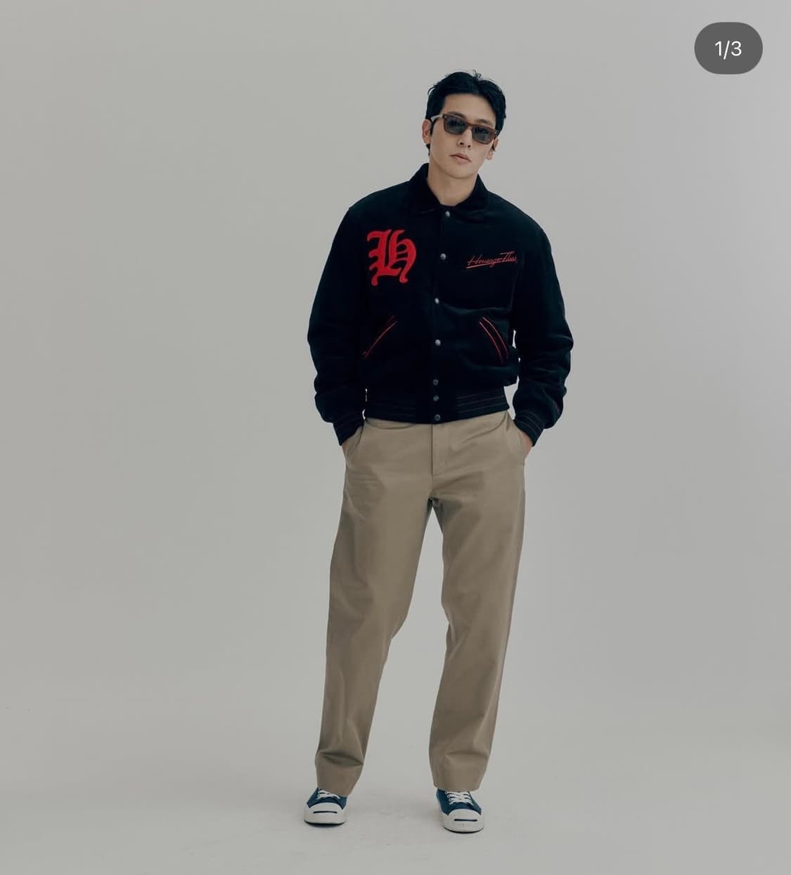 헤리티지플로스 코듀로이 바시티 자켓 블랙레드 L 상품이미지1