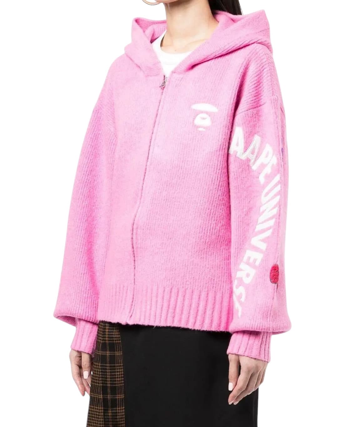 에이프 딸기우유 후드 오버 니트집업 상품이미지2