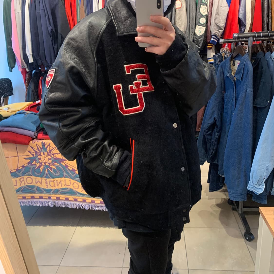 빈티지 울 레더 바시티 자켓 2XL 상품이미지6