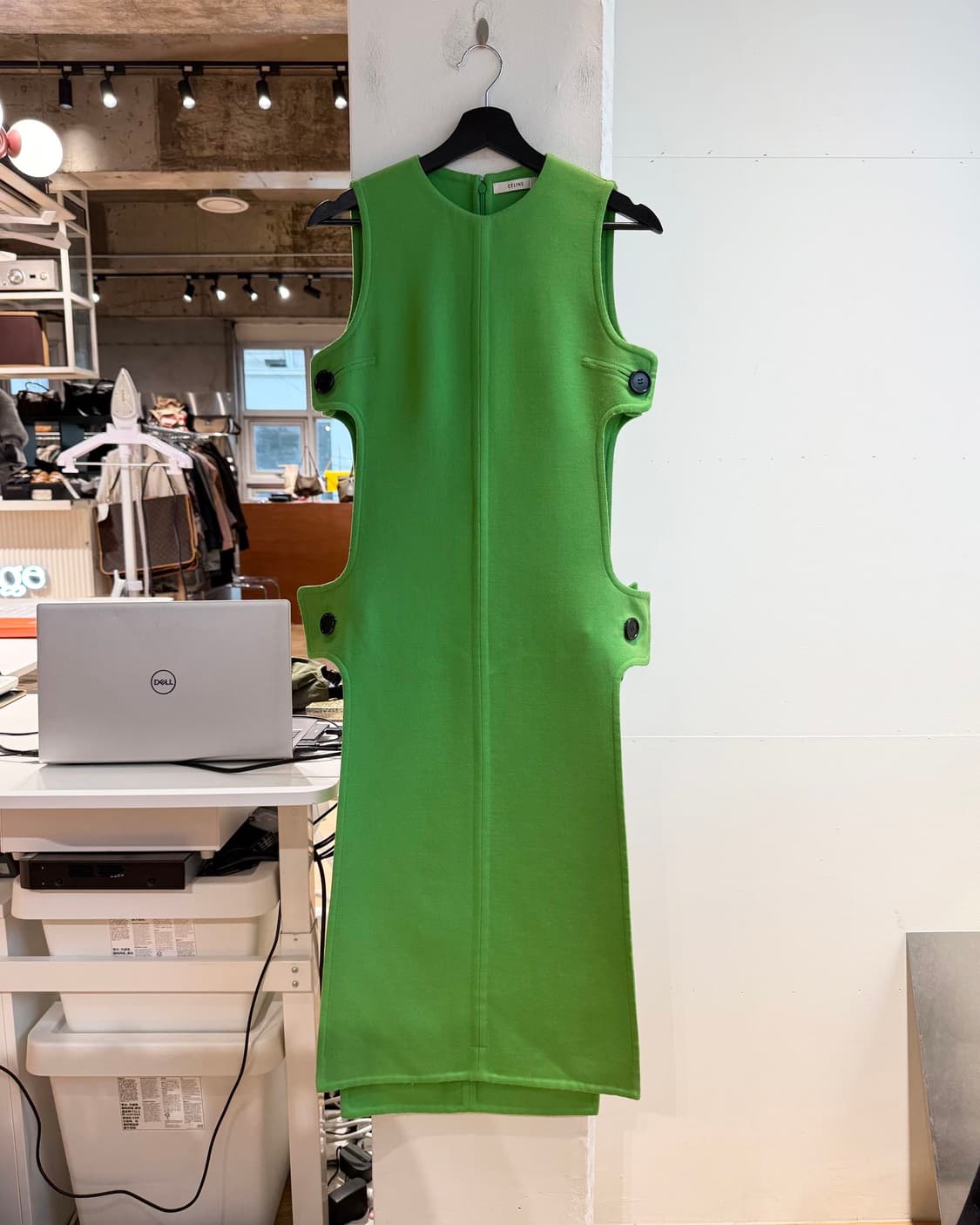 셀린느 그린 사이드 컷 아웃 원피스 상품이미지2