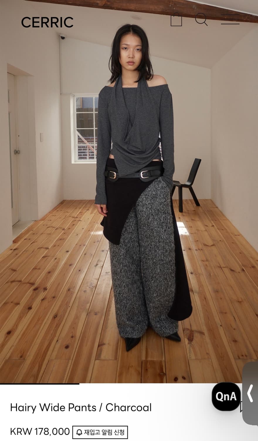 세릭 와이드팬츠 차콜 상품이미지2