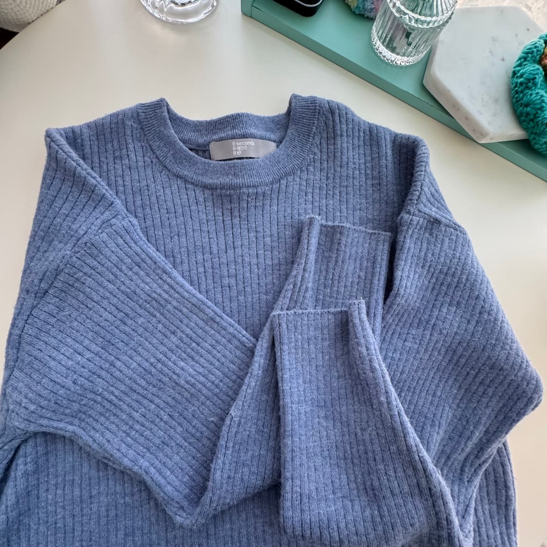 8세컨즈 스카이블루 니트 티셔츠 상품이미지1