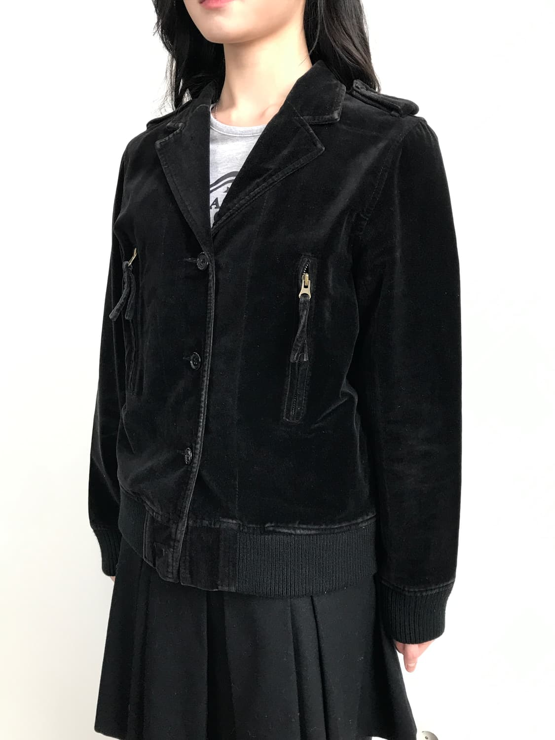 JEANASIS Black Velvet Short Jacket 상품이미지3