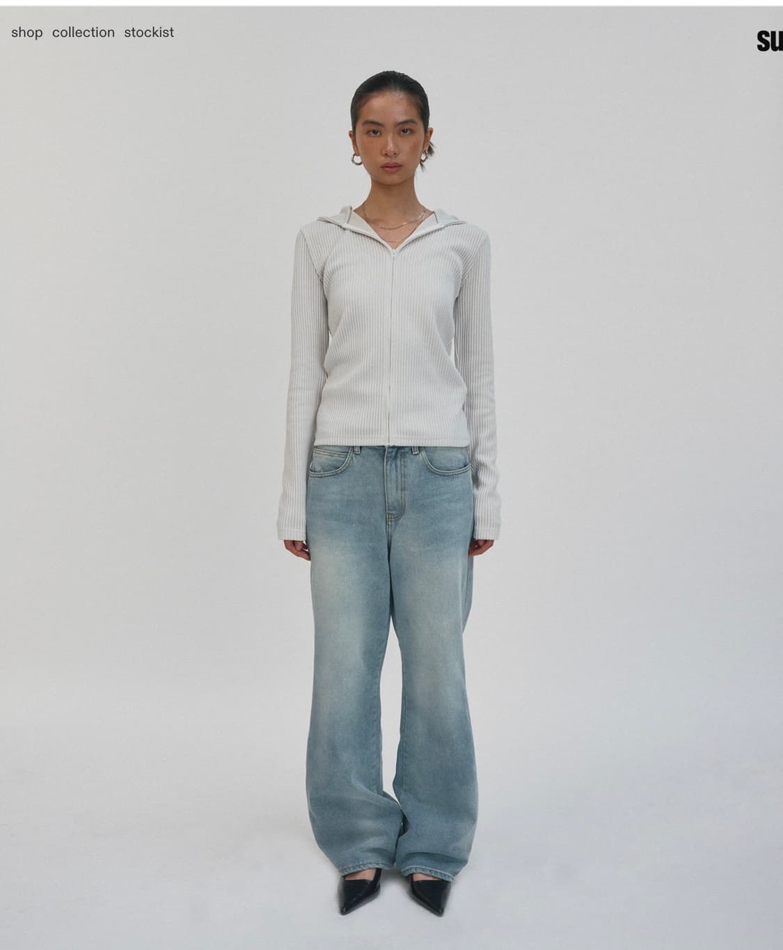 스웨이드 후드 립 집업 라이트 그레이 상품이미지6