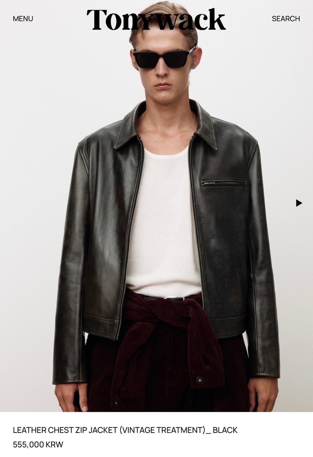 [구매] 토니웩 체스트집 레더 자켓 빈티지 트리트먼트 블랙 25FW 상품이미지1