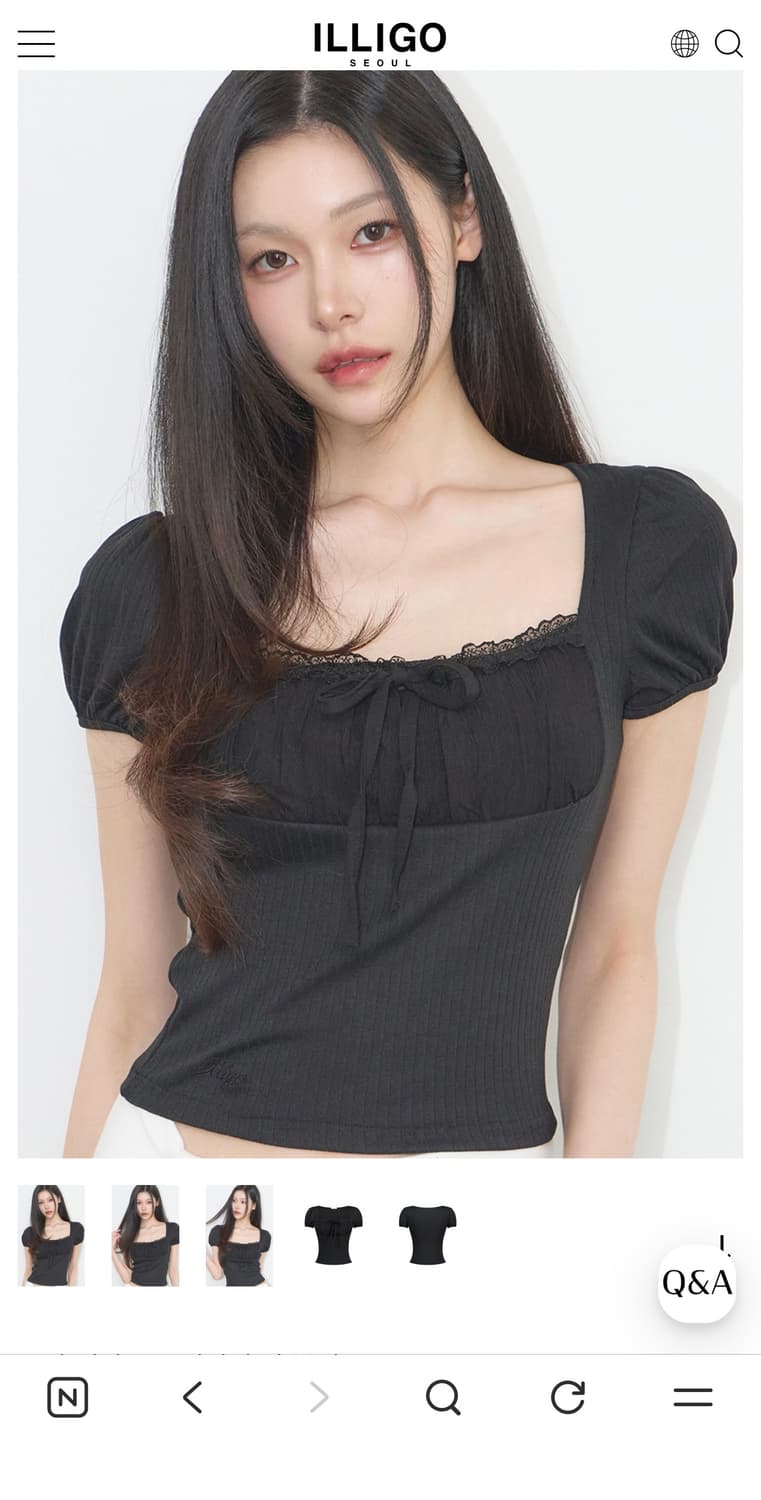 일리고 스퀘어넥 티 블랙 새상품 (68000원) 상품이미지2