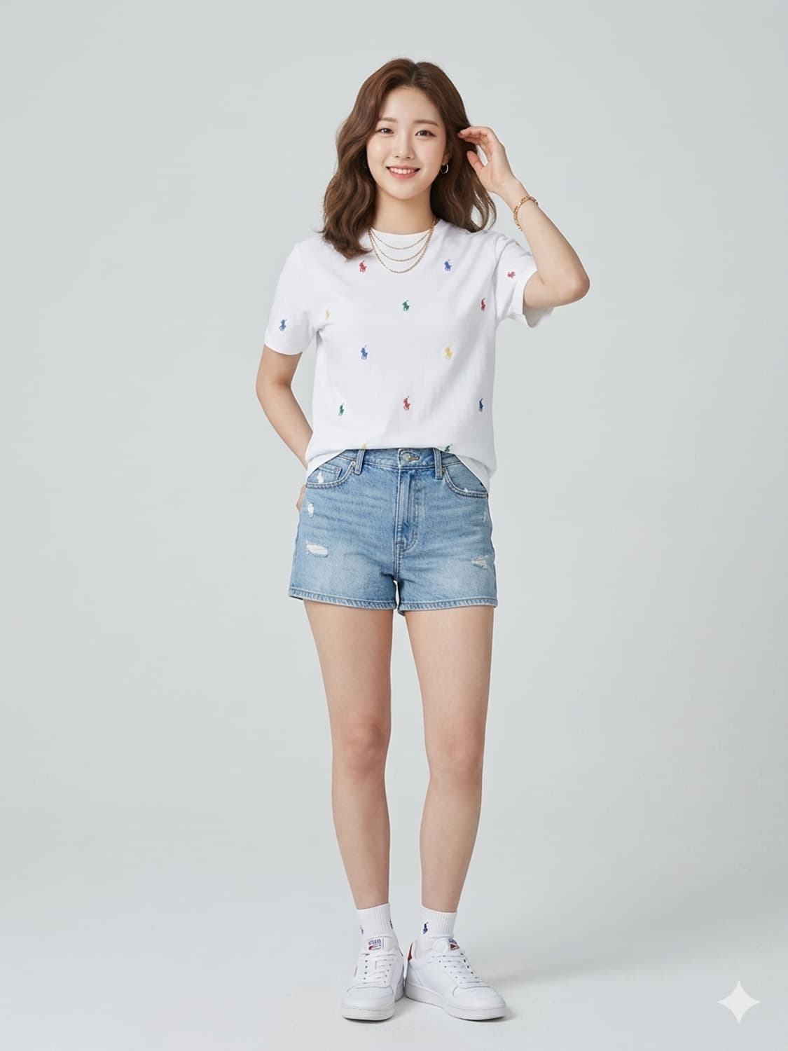 폴로 랄프로렌 신형 멀티 포니 반팔 티셔츠 화이트 상품이미지1