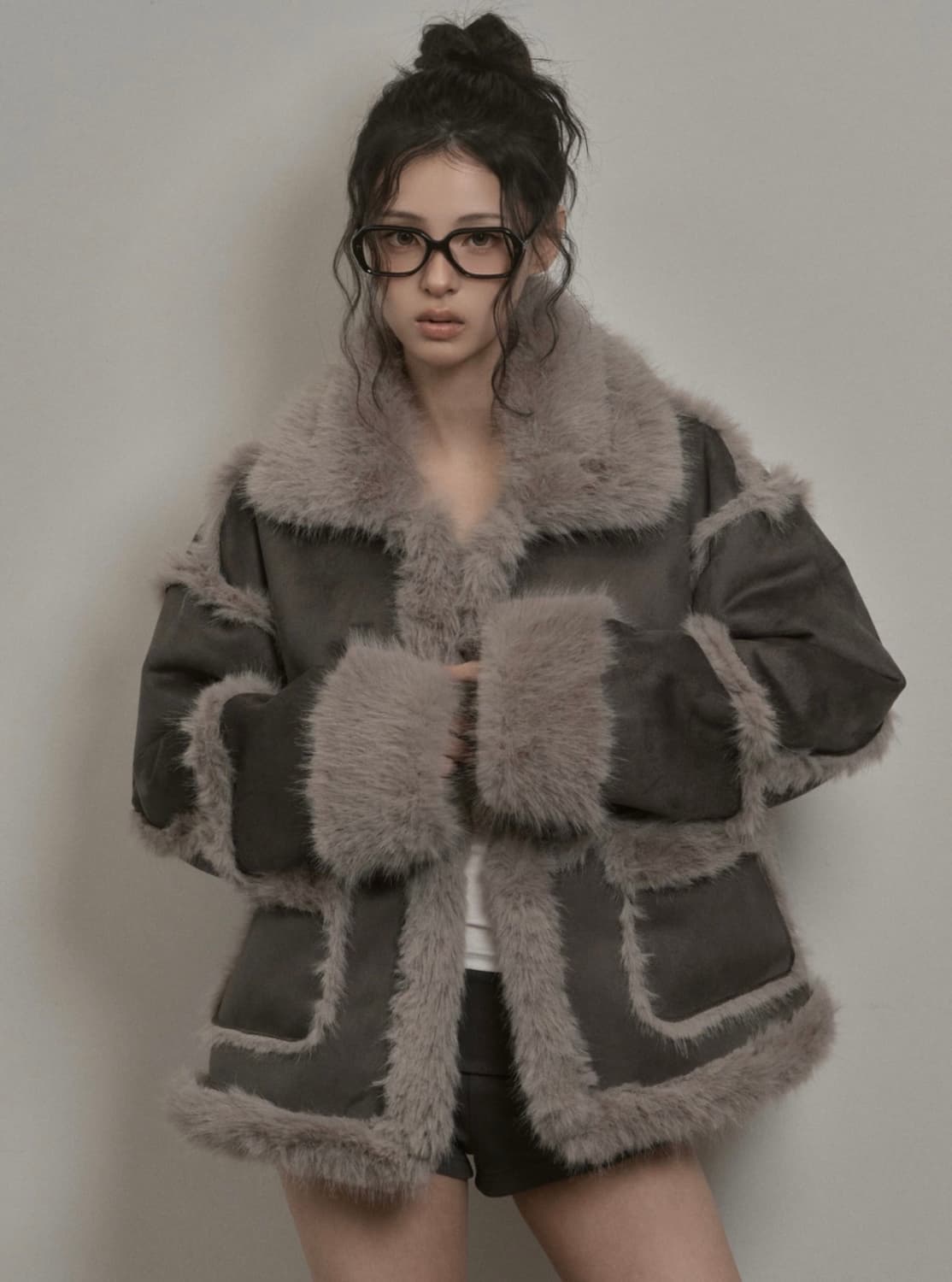 카키포인트 시어링 퍼 무스탕 상품이미지1