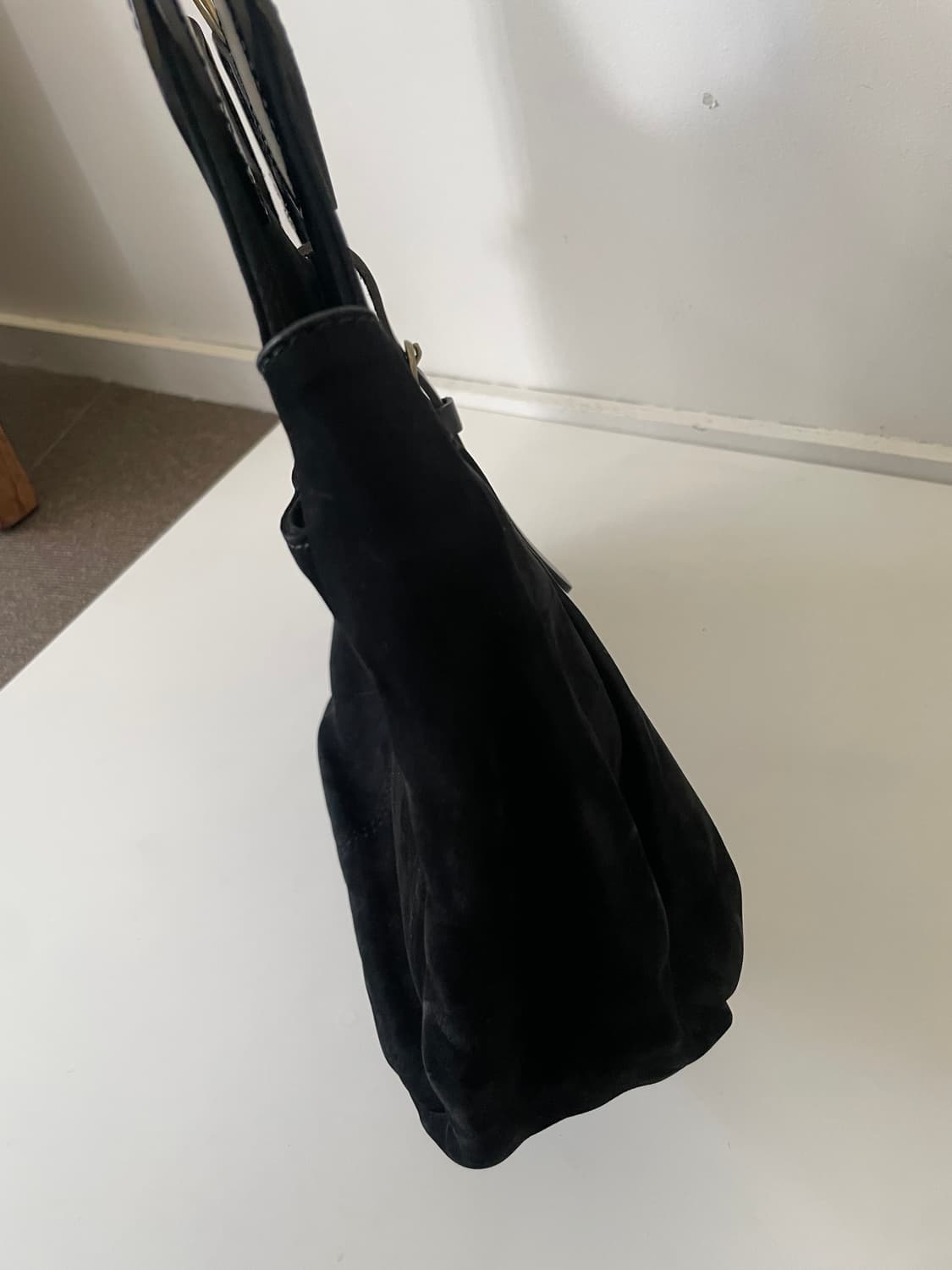 vintage black suede buckle hobo bag 상품이미지6