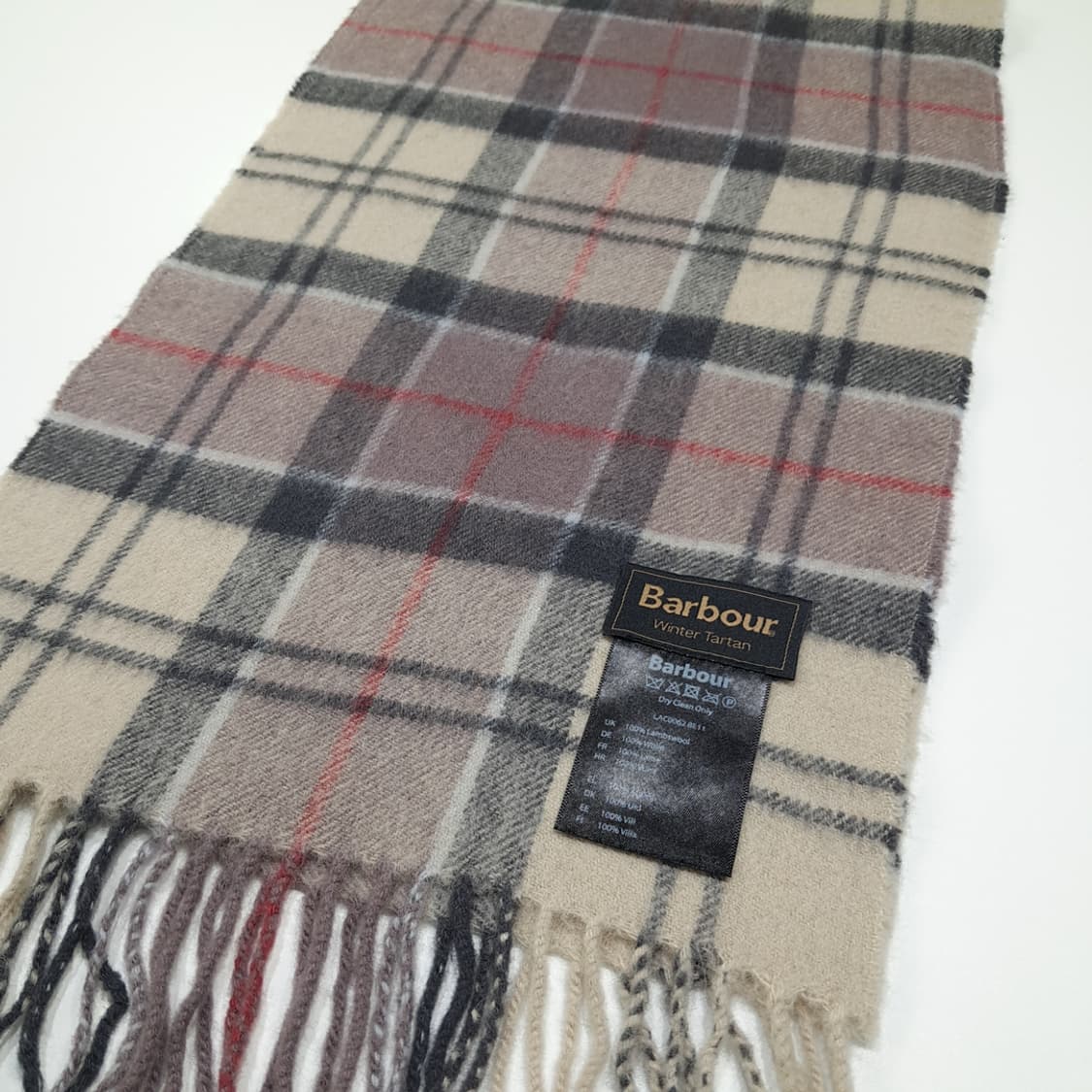 MX588 바버 램스울 윈터타탄 체크 베이지 머플러 목도리 상품이미지4