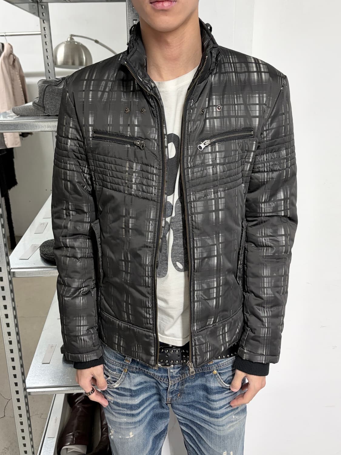 시멘틱 디자인 리브드 패딩 자켓 상품이미지1