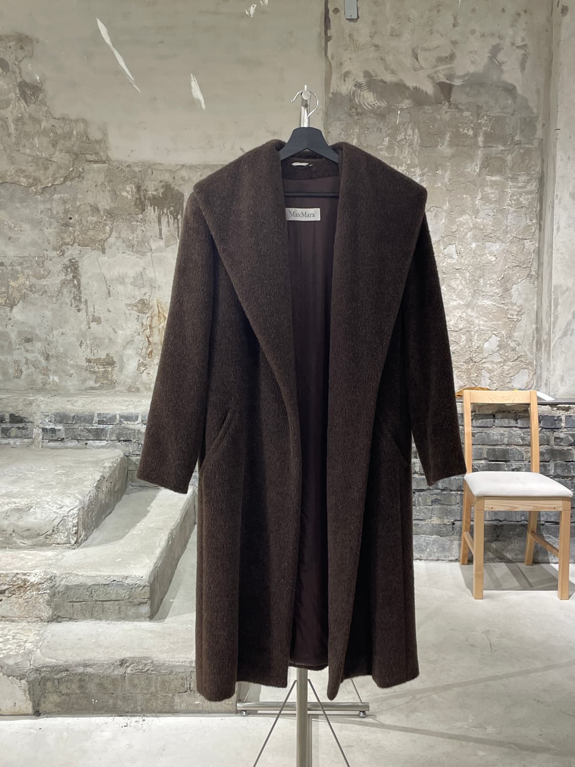 막스마라 브라운 클래식 논 버튼 울 코트 상품이미지1