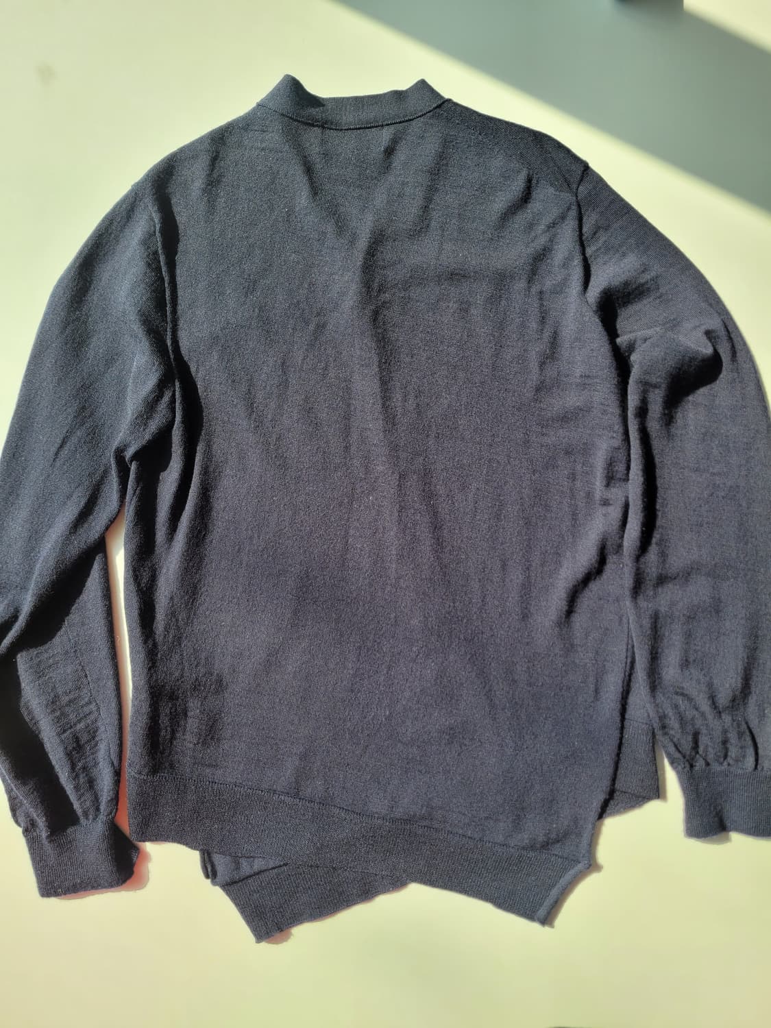 꼼데가르송 셔츠라인 라코스테 콜라보 비대칭 울 가디건 네이비 L 상품이미지9