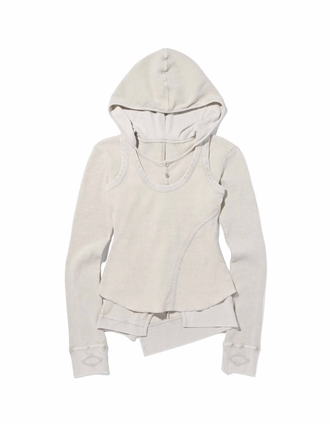 미스치프 MSCHF 레이어드 와플 후드세트 아이보리S 상품이미지1