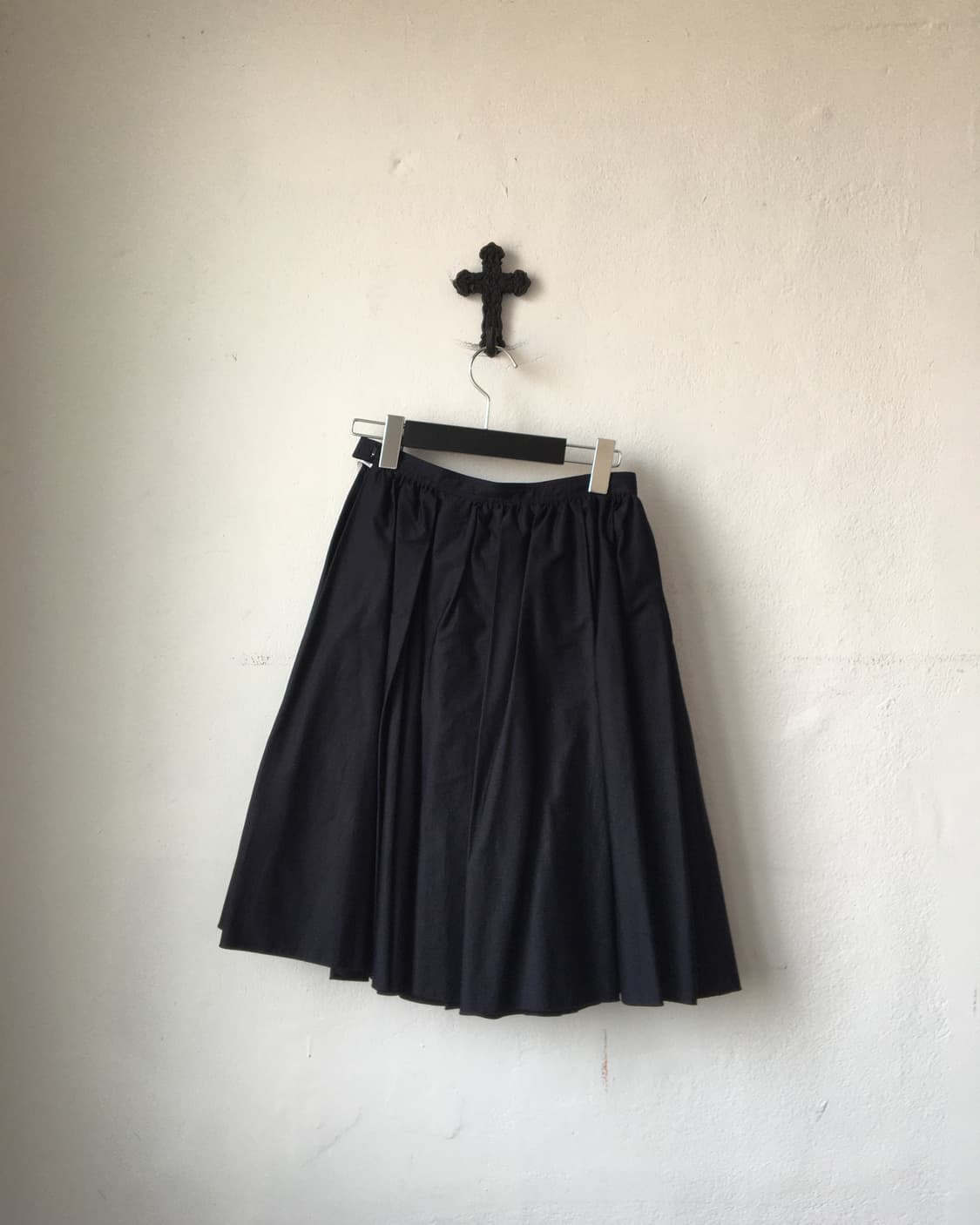 Navy Pleats flare skirt 상품이미지3